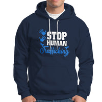 Stop Human Trafficking Hoodie with Blue Ribbon - Wonder Print Shop