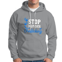 Stop Human Trafficking Hoodie with Blue Ribbon - Wonder Print Shop