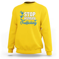Stop Human Trafficking Sweatshirt with Blue Ribbon - Wonder Print Shop