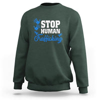 Stop Human Trafficking Sweatshirt with Blue Ribbon - Wonder Print Shop