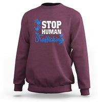 Stop Human Trafficking Sweatshirt with Blue Ribbon - Wonder Print Shop