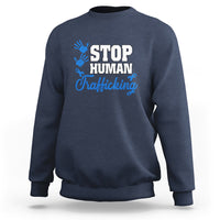 Stop Human Trafficking Sweatshirt with Blue Ribbon - Wonder Print Shop