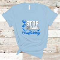 Stop Human Trafficking T Shirt with Blue Ribbon - Wonder Print Shop