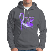 Epilepsy Awareness Day Hoodie Seize The Dad with Purple Ribbon and Dragonfly - Wonder Print Shop