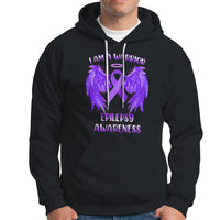 Epilepsy Awareness Hoodie I Am A Warrior Purple Ribbon With Wings - Wonder Print Shop