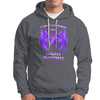 Epilepsy Awareness Hoodie I Am A Warrior Purple Ribbon With Wings - Wonder Print Shop