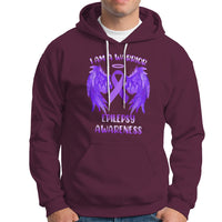 Epilepsy Awareness Hoodie I Am A Warrior Purple Ribbon With Wings - Wonder Print Shop