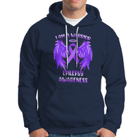 Epilepsy Awareness Hoodie I Am A Warrior Purple Ribbon With Wings - Wonder Print Shop