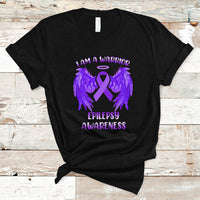 Epilepsy Awareness T Shirt I Am A Warrior Purple Ribbon With Wings - Wonder Print Shop