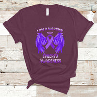 Epilepsy Awareness T Shirt I Am A Warrior Purple Ribbon With Wings - Wonder Print Shop