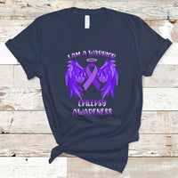 Epilepsy Awareness T Shirt I Am A Warrior Purple Ribbon With Wings - Wonder Print Shop