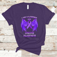 Epilepsy Awareness T Shirt I Am A Warrior Purple Ribbon With Wings - Wonder Print Shop