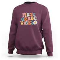 Retro 1st Day of School Sweatshirt First Grade Vibes, 1st Grade Team - Wonder Print Shop
