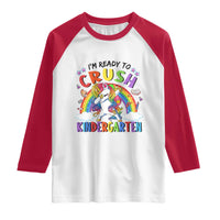 Ready to Crush Kindergarten Cute Girls Raglan Shirt First Day Back to School