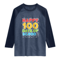 Happy 100 Days of School Raglan Shirt Cute Celebration Gift for Teachers and Kids