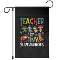 Teacher of Tiny Superheroes Garden Flag Funny 100th Day of School