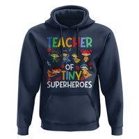 Teacher of Tiny Superheroes Hoodie Funny 100th Day of School - Wonder Print Shop