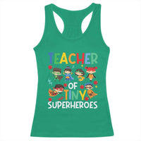 Teacher of Tiny Superheroes Racerback Tank Top Funny 100th Day of School