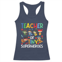 Teacher of Tiny Superheroes Racerback Tank Top Funny 100th Day of School