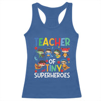 Teacher of Tiny Superheroes Racerback Tank Top Funny 100th Day of School
