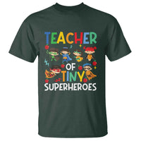Teacher of Tiny Superheroes T Shirt Funny 100th Day of School - Wonder Print Shop