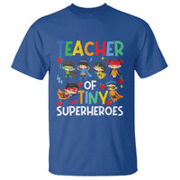 Teacher of Tiny Superheroes T Shirt Funny 100th Day of School - Wonder Print Shop