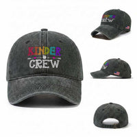 Kinder Crew Funny Kindergarten Washed Cotton Baseball Cap Teacher and Student Back to School