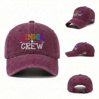 Kinder Crew Funny Kindergarten Washed Cotton Baseball Cap Teacher and Student Back to School