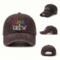 Kinder Crew Funny Kindergarten Washed Cotton Baseball Cap Teacher and Student Back to School