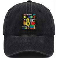 Hello 3rd Grade Washed Cotton Baseball Cap Boys and Girls First Day Back to School Gift