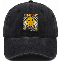 First Day of School Vibes Washed Cotton Baseball Cap Aesthetic Back to School Teacher Student