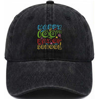 Happy 100 Days of School Washed Cotton Baseball Cap 100th Day Funny Milestone Celebration