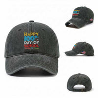 100 Days of School Celebration Washed Cotton Baseball Cap Happy 100th Day Student Teacher Gift