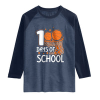 100 Days of Rocking School Basketball Raglan Shirt Cool Kids Sports Gift
