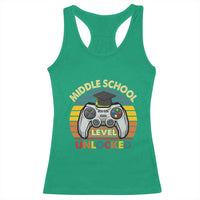 Middle School Level Unlocked Racerback Tank Top Funny Gamer First Day of Middle School