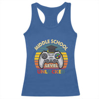 Middle School Level Unlocked Racerback Tank Top Funny Gamer First Day of Middle School