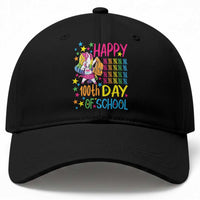Happy 100th Day of School Unicorn Baseball Cap Magical Girls Celebration Gift