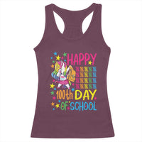 Happy 100th Day of School Unicorn Racerback Tank Top Magical Girls Celebration Gift