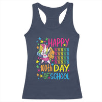 Happy 100th Day of School Unicorn Racerback Tank Top Magical Girls Celebration Gift