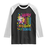 Happy 100th Day of School Unicorn Raglan Shirt Magical Girls Celebration Gift
