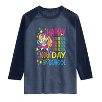 Happy 100th Day of School Unicorn Raglan Shirt Magical Girls Celebration Gift