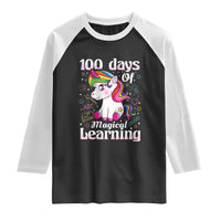 Magical Unicorn 100th Day of School Raglan Shirt Cute Girls Celebration Gift