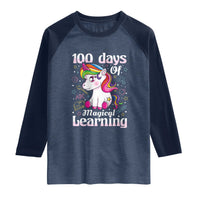 Magical Unicorn 100th Day of School Raglan Shirt Cute Girls Celebration Gift