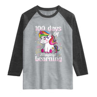 Magical Unicorn 100th Day of School Raglan Shirt Cute Girls Celebration Gift