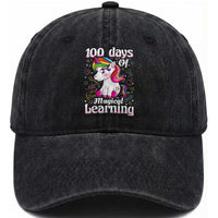 Magical Unicorn 100th Day of School Washed Cotton Baseball Cap Cute Girls Celebration Gift