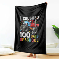 100 Days of School Monster Truck Throw Blanket Boys Crushing 100th Day Milestone
