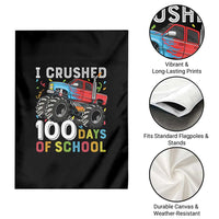 100 Days of School Monster Truck Garden Flag Boys Crushing 100th Day Milestone