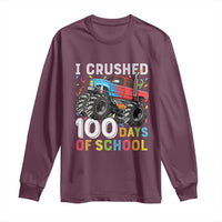 100 Days of School Monster Truck Long Sleeve Shirt Boys Crushing 100th Day Milestone