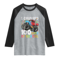 100 Days of School Monster Truck Raglan Shirt Boys Crushing 100th Day Milestone