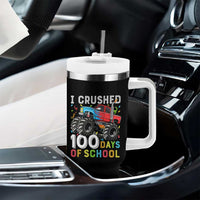 100 Days of School Monster Truck Tumbler With Handle Boys Crushing 100th Day Milestone